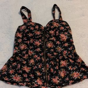 ✏️ Poetry full zipper floral top